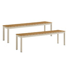 Modway Finn Outdoor Patio Aluminum Bench with Faux Wood Top Set of 2