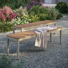 Modway Finn Outdoor Patio Aluminum Bench with Faux Wood Top Set of 2