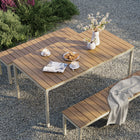 Modway Finn Outdoor Patio Aluminum Faux Wood Dining Set with Benches