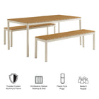 Modway Finn Outdoor Patio Aluminum Faux Wood Dining Set with Benches