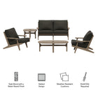 Modway Saratoga 5-Piece Outdoor Patio Teak Wood Furniture Set