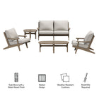 Modway Saratoga 5-Piece Outdoor Patio Teak Wood Furniture Set
