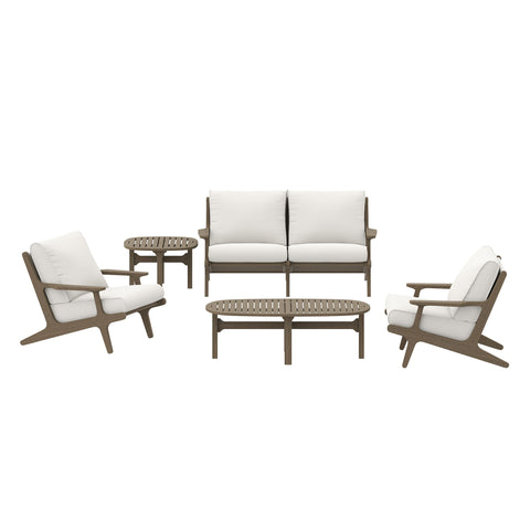 Modway Saratoga 5-Piece Outdoor Patio Teak Wood Furniture Set  