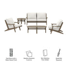Modway Saratoga 5-Piece Outdoor Patio Teak Wood Furniture Set