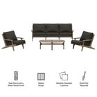 Modway Saratoga 4-Piece Outdoor Patio Teak Wood Furniture Set - EEI-7266-WGR
