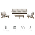 Modway Saratoga 4-Piece Outdoor Patio Teak Wood Furniture Set - EEI-7266-WGR