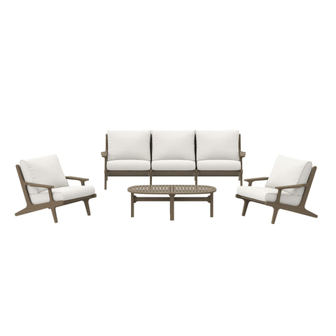 Modway Saratoga 4-Piece Outdoor Patio Teak Wood Furniture Set  
