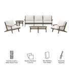 Modway Saratoga 4-Piece Outdoor Patio Teak Wood Furniture Set