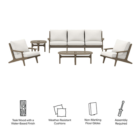 Modway Saratoga 4-Piece Outdoor Patio Teak Wood Furniture Set  