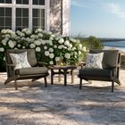 Modway Saratoga 3-Piece Outdoor Patio Teak Wood Furniture Set with Lounge Chairs and Side Table
