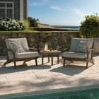 Modway Saratoga 3-Piece Outdoor Patio Teak Wood Furniture Set with Lounge Chairs and Side Table