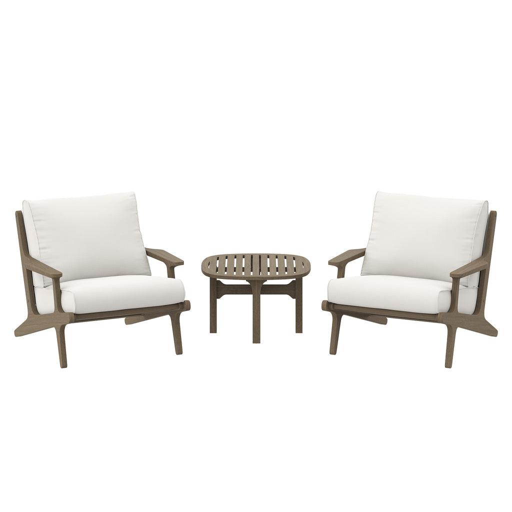 Modway Saratoga 3-Piece Outdoor Patio Teak Wood Furniture Set with Lounge Chairs and Side Table  