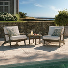 Modway Saratoga 3-Piece Outdoor Patio Teak Wood Furniture Set with Lounge Chairs and Side Table