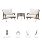 Modway Saratoga 3-Piece Outdoor Patio Teak Wood Furniture Set with Lounge Chairs and Side Table