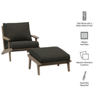 Modway Saratoga Outdoor Patio Teak Wood Chair and Ottoman Set