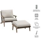 Modway Saratoga Outdoor Patio Teak Wood Chair and Ottoman Set