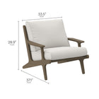 Modway Saratoga Outdoor Patio Teak Wood Chair and Ottoman Set