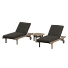 Modway Saratoga Outdoor Patio Teak Wood 3-Piece Chaise Lounge Furniture Set