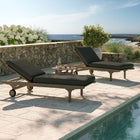 Modway Saratoga Outdoor Patio Teak Wood 3-Piece Chaise Lounge Furniture Set