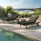 Modway Saratoga Outdoor Patio Teak Wood 3-Piece Chaise Lounge Furniture Set