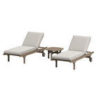 Modway Saratoga Outdoor Patio Teak Wood 3-Piece Chaise Lounge Furniture Set