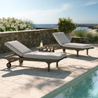 Modway Saratoga Outdoor Patio Teak Wood 3-Piece Chaise Lounge Furniture Set