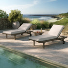 Modway Saratoga Outdoor Patio Teak Wood 3-Piece Chaise Lounge Furniture Set
