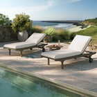 Modway Saratoga Outdoor Patio Teak Wood 3-Piece Chaise Lounge Furniture Set