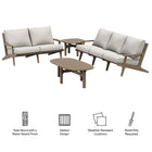 Modway Saratoga 4-Piece Outdoor Patio Teak Wood Furniture Set - EEI-7270-WGR