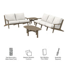 Modway Saratoga 4-Piece Outdoor Patio Teak Wood Furniture Set