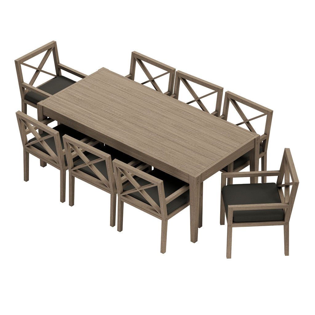 Modway Northlake 9-Piece Outdoor Patio Teak Wood Dining Set