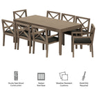 Modway Northlake 9-Piece Outdoor Patio Teak Wood Dining Set