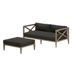 Modway Northlake Outdoor Patio Teak Wood Loveseat and Ottoman Set