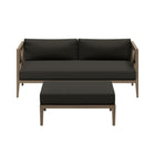 Modway Northlake Outdoor Patio Teak Wood Loveseat and Ottoman Set