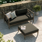 Modway Northlake Outdoor Patio Teak Wood Loveseat and Ottoman Set