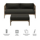 Modway Northlake Outdoor Patio Teak Wood Loveseat and Ottoman Set