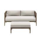 Modway Northlake Outdoor Patio Teak Wood Loveseat and Ottoman Set
