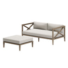 Modway Northlake Outdoor Patio Teak Wood Loveseat and Ottoman Set