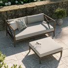 Modway Northlake Outdoor Patio Teak Wood Loveseat and Ottoman Set