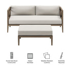 Modway Northlake Outdoor Patio Teak Wood Loveseat and Ottoman Set