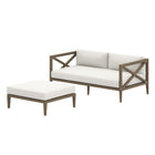 Modway Northlake Outdoor Patio Teak Wood Loveseat and Ottoman Set  