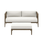 Modway Northlake Outdoor Patio Teak Wood Loveseat and Ottoman Set