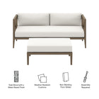 Modway Northlake Outdoor Patio Teak Wood Loveseat and Ottoman Set