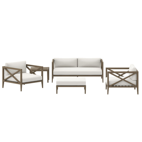 Modway Northlake 5-Piece Outdoor Patio Teak Wood Furniture Set  
