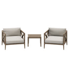 Modway Northlake 3-Piece Outdoor Patio Teak Wood Furniture Set with Armchair and Side Table