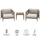 Modway Northlake 3-Piece Outdoor Patio Teak Wood Furniture Set with Armchair and Side Table