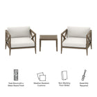 Modway Northlake 3-Piece Outdoor Patio Teak Wood Furniture Set with Armchair and Side Table