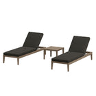 Modway Northlake 3-Piece Outdoor Patio Teak Wood Furniture Set with Chaise Lounges and Side Table