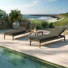 Modway Northlake 3-Piece Outdoor Patio Teak Wood Furniture Set with Chaise Lounges and Side Table