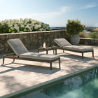 Modway Northlake 3-Piece Outdoor Patio Teak Wood Furniture Set with Chaise Lounges and Side Table